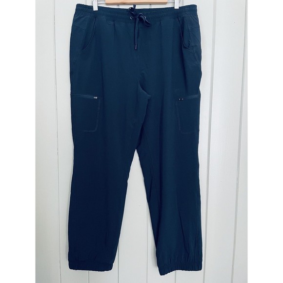 Eddie Bauer Pants 16 Nylon Stretch Fleece Lined Hiking Navy Blue Elastic Pull-On - Picture 1 of 7